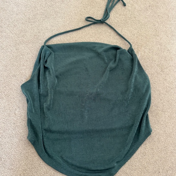 Halter top, flare pants, silky 2 piece women’s size small sage green - Picture 2 of 3